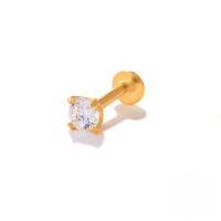wholesale S925 Sterling Silver 16g Flat Head Threaded Cartilage Ear Piercing Stud, Trendy And Popular In Europe And America, A Stylish Ins Ear Bone Piercing-Single gold-style 1