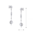 wholesale Metal: 925 Sterling Silver Zircon Octagram Star Earrings for Women, Long Minimalist Design, High-End Style-0-2