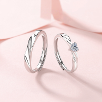 wholesale S925 Sterling Silver Heartbeat Signal Couple Ring, Women's Small and Advanced Luxury Minimalist Open Adjustable Ring-FDJZ-267-Women's Adjustable opening