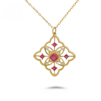 wholesale 18K Gold Yili Jewelry Manufacturer Wholesale Fashion Trendy Light Luxury Style Niche Ruby Full-Cut Diamond Collarbone Necklace-Ruby Full Diamond Clavicle Necklace 18K