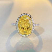 wholesale S925 Sterling Silver 10-Carat Radiant High Carbon Diamond Fancy Shape Diamond Pigeon Egg Ring for Women, Wish Best Seller Wholesale-Yellow Diamond 8