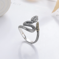 wholesale S925 Sterling Silver Trendy Designer Heavy Duty Rattlesnake Unisex Openable Ring Hip Hop Fashion Statement-0-1