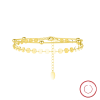 wholesale 925 Silver Cloud-Pull Jewelry New Style Round Sequins Chain Bracelet Simple and Versatile Temperament Double-Layer Bracelet-14K gold, length 16+5cm, weight approximately 3.1g