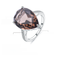 wholesale S925 sterling silver platinum-plated with natural tea crystal gemstone,。-0-5