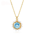 wholesale S925 Sterling Silver Japanese and Korean New Sky Blue Topaz Pendant Collarbone Chain Snowflake Necklace for Women Fashion OL One-Click Dropshipping-0-0