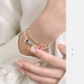 wholesale S925 Sterling Silver Rainbow Heart Smiley Bear Cloud Light Bead Bracelet Elastic Cord Korean Style Colorful Bracelet S4740-0-1