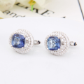 wholesale S925 Sterling Silver Classic Elegant Round Earrings with Crystal and Natural Topaz Gemstone, Precision Crafted Version Gemstone Earrings-0-2