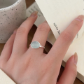 wholesale S925 Sterling Silver Adjustable Chalcedony Open Ring for Women, Korean Summer New Small-Breakthrough Style Versatile Elegant Ring-0-7