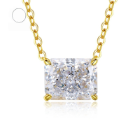 wholesale 18K white gold new luxury halo setting 4 carat radiant cut white diamond women's choker necklace-N164 Platinum &gt; 925 Silver