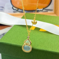 wholesale S925 Sterling Silver Agate Gourd Wealth Necklace, Fashionable Retro National Trend Style Niche Design A/B Collarbone Chain-0-2