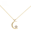 wholesale 10K Gold StarJewelry Same Style Moon Moissanite Necklace, Small Batch Design, Luxury Style, Elegant Collarbone Chain for Women-0-0