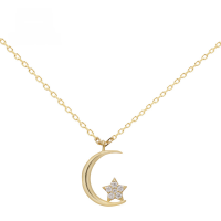 wholesale 10K Gold StarJewelry Same Style Moon Moissanite Necklace, Small Batch Design, Luxury Style, Elegant Collarbone Chain for Women-STAR same style moissanite necklace 9K