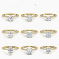 wholesale 9/10/14/18K Gold High-End 1 Carat Moissanite Engagement Ring with Certificate, Cross-Border, Minimalist-0-0