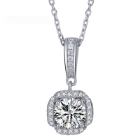 wholesale S925 Sterling Silver Cross-Border 1-Carat Moissanite Pendant Floral Youth Necklace for Women, Minimalist and High-End Silver Necklace-1 carat (zircon) necklace 925 silver