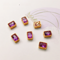 wholesale S925 gold-plated silver natural amethyst topaz square bead accessories DIY semi-finished bracelet necklace strand-0-4