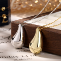 wholesale 925 Sterling Silver Jewelry Set, Minimalist and Sophisticated Necklace with Smooth Teardrop Pendant, Cross-Border Supply Accessories-0-2