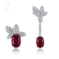wholesale 925 Sterling Silver New Jewelry 7*9 Simple and Stylish Asymmetric Earrings for Cross-border Dropshipping-E186 Ruby Earrings>925 Silver