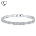 wholesale S925 sterling silver tennis bracelet with double row diamonds, white gold and diamond inlaid, factory direct-0-1