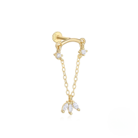 wholesale S925 Sterling Silver Love Crown Inlaid Zircon Cartilage Threaded Piercing Earrings For Women, Popular In Europe And America-Single gold #6