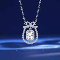 wholesale S925 Silver Maker's New Square Candy Necklace for Women, Versatile Fashionable and Luxurious Minimalist Zircon Collarbone Chain Jewelry-Sugar Cube Necklace--&gt;925 Silver