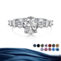 wholesale S925 Sterling Silver Cross-Border Wholesale 2-Carat Oval Moissanite High-End Silver Jewelry Women's Ring Accessories Men's-Green US 6