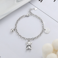 wholesale S925 Sterling Silver Korean-style Retro Letter Round Pendant Cute Bear Best Friend Round Bead Tassel Trendy Bracelet-YS140/approximately 11.9 grams