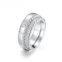 wholesale S925 Sterling Silver Minimalist Fashion Full Diamond Couple Rings, Wholesale for Small Niche Hand Jewelry Suppliers in Korean and Japanese Style-Thick Silver Platinum>Men's HK19#