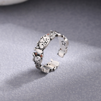 wholesale Silver/Gold Korean-style Personality Animal Ring for Women, Light Luxury Vintage Ins Niche Design Index Finger Ring-xb847-Animal World Open Ring