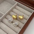 wholesale S925 Sterling Silver Double-sided Heart Stud Earrings, Women's Korean Minimalist Design, Luxurious and Elegant Small Earrings-0-1