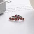 wholesale S925 silver antique vintage ethnic style southern red agate four-bead inlaid design earrings studs commuter style-0-3
