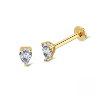 wholesale S925 Sterling Silver Geometric Minimalist Zircon Piercing Flat Thread Ear Bone Stud, Euro-american Korean Style Ins Jewelry-Single gold-style 4