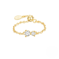 wholesale S925 Sterling Silver Adjustable Stretch Ring With Single Row Zircons, Cross Pearl Statement Finger Ring-Gold#2 Opening adjustable