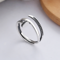 wholesale S925 Sterling Silver Retro Vintage Harajuku Screw Rotating Thin Stackable Index Finger Adjustable Ring-0-0