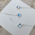 wholesale S925 Sterling Silver Iridescent Moonlight Zircon Heart Necklace for Women, New Arrival LuxuryCollarbone Chain-0-1