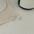 wholesale S925 Sterling Silver Minimalist Geometric Double Hoop Earrings for Women, Small and Trendy, Korean and Japanese Style New Design-0-2