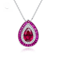 wholesale Sterling Silver, New 3 ct Teardrop 8*12 High Carbon Diamond Necklace,Ins Luxury Pendant for Women-N201 Green Diamond 925 Silver