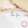 wholesale S925 Sterling Silver Cross-border Exclusive Matching Set of Bunny Earrings and Necklace, Adorable and Girly with Blue Zircon Inlay, Children's Style-0-2