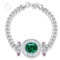wholesale S925 Silver New Style 10*12 Paraiba Green Cuban Chain Bracelet for Men and Women-0-0