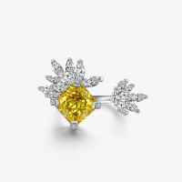 wholesale 925 Metal New Style 5ct Ring 10*10 High Carbon Yellow Diamond Ice Flower Cut Ring-Yellow [R-1192] &gt; Adjustable opening [Suitable for hand sizes 6-8#]