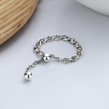 wholesale S925 Sterling Silver Korean Dongdaemun Minimalist Fresh Pig Nose Tassel Adjustable Chain Ring-0-0