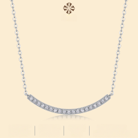 wholesale 925 Silver Never-Fade Korean Style Versatile Commutable Collarbone Necklace with Moissanite, Exuding a Luxurious and Sophisticated Aura-19 Moissanite diamonds
