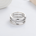 wholesale S925 sterling silver Korean trendy street punk style black zirconia multi-layer ring ins creative open ring-0-3