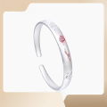 wholesale Sterling Silver S999 Open Rose Flower Bracelet for Women, Vintage Carved Textured Bangle, Fashionable Personality Silver Bracelet-0-0