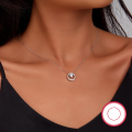 wholesale S925 Silver Cross-Border Best-Selling Circle Zircon Inlaid Necklace, Minimalist Luxury Pendant Choker, Versatile Wish Pearl Bead for Women-0-0
