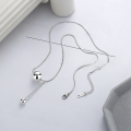wholesale S925 Sterling Silver Korean-style minimalist irregular geometric ball snake chain wish-fulfilling necklace-0-1