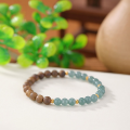 wholesale Metal material first, natural sinking water agarwood bead bracelet for women, single strand layered with jadeite blue water ice type jade stone new Chinese style niche sandalwood-0-0