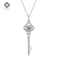wholesale S925 Sterling Silver Key Necklace with Moissanite Pendant Women's Collarbone Chain Jewelry Live Stream Spot Wholesale from Source-0-1
