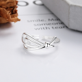 wholesale S925 Sterling Silver Korean Minimalist Ins Style Butterfly Knot Geometric Creative Open Adjustable Ring for Women-0-2