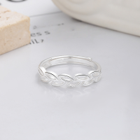 wholesale S925 Sterling Silver Korean Japanese Style Fresh and Sweet Floral Hollow-Out Leaf Design Open Adjustable Ring-YJ1072/approx. 2.1g Adjustable opening