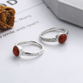 wholesale S925 Sterling Silver Retro Chinese Style Auspicious Cloud Pattern Ring Inlaid with Southern Red Agate, Symbolic Meaning, National Trend Fashion Index Ring-0-1
